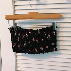 target black&floral strapless bikini top